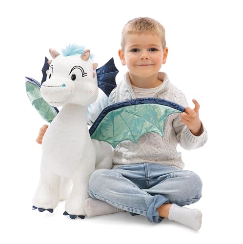 NICI Kuscheltier Drache Zafura 50cm - weiß - Softer Plüsch mit Glitzer-Effekt, Weiches Stofftier zum Kuscheln & Spielen für Kinder & Erwachsene | 62433 von NICI