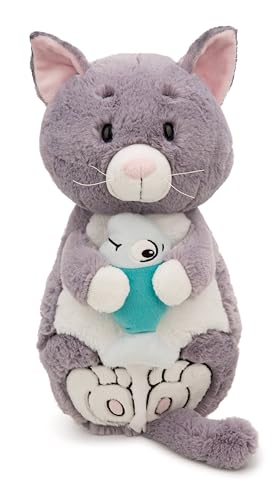 NICI Kuscheltier Katze mit Fisch 40x20cm - grau - Weiches Plüschtier – niedliches Stofftier zum Kuscheln & Spielen – tolle Geschenkidee für Kinder & Erwachsene | 62166 von NICI
