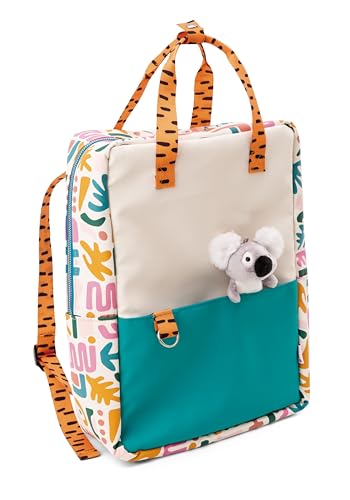 NICI Rucksack 34x24x10cm mit kleinem Kuscheltier Koala 10cm bunt - Rucksack mit Kuscheltier für Jungen und Mädchen - Abnehmbarer Pluschspielzeug Weich und Flauschig von NICI