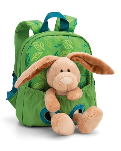 NICI Rucksack 21x26cm grün mit Plüschtier Hase 25cm - Abnehmbarer Pluschspielzeug Weich Flauschig, Kindergarten Rucksack mit Kuscheltier für Jungen und Mädchen - 61743 NICI Rucksack 21x26cm grün mit Plüschtier Hase 25cm - Abnehmbarer Pluschspielzeug Weich Flauschig, Kindergarten Rucksack mit Kuscheltier für Jungen und Mädchen - 61743 von NICI