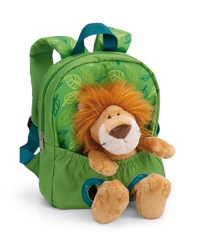 Rucksack mit Plüschtier 21x26cm Löwe 25cm - grün - Abnehmbarer Pluschspielzeug Weich Flauschig, Kindergartenrucksack mit Kuscheltier für Jungen und Mädchen | 61746 von NICI
