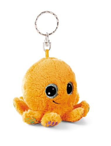 NICI Schlüsselanhänger GLUBSCHIS Oktopus Olly Polly 9cm - orange - Plüsch-Begleiter für Rucksack oder Tasche, Kuschel-Anhänger mit Metallring für Schlüsselbund & Schlüsselhalter | 61840 von NICI