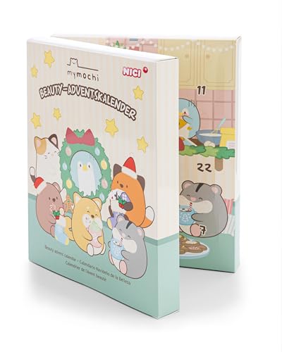 NICI mymochi Adventskalender Kosmetik 24teilig 27x22x5cm - beige - Kalender für Adventszeit für Mädchen ab 3 Jahren, Kawaii Weihnachtskalender für Kinder mit tollen 24 Geschenken - 62588 von NICI