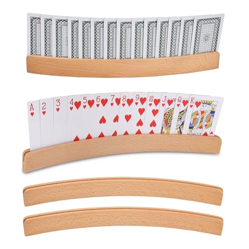 NICKLIN Spielkartenhalter 2 Stück Kartenhalter Kinder Freisprech 33cm Spielkartenhalter Holz,Spielkarten Kinder für Senioren Erwachsen von NICKLIN