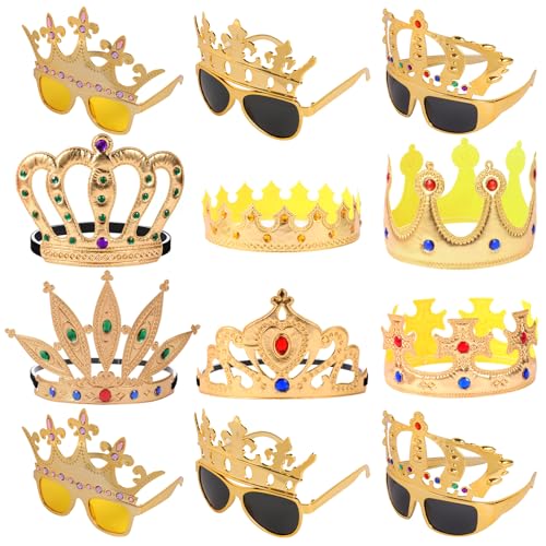 12 Stück Kinder-Partygeschenk, Kronenbrille, verstellbare König, Krone, Hut, Krone, Sonnenbrille, Krone, lustige Brille für Party, Foto-Requisiten, Kinderparty, König, Königin, Prinz, Prinzessin 12 Stück Kinder-Partygeschenk, Kronenbrille, verstellbare König, Krone, Hut, Krone, Sonnenbrille, Krone, lustige Brille für Party, Foto-Requisiten, Kinderparty, König, Königin, Prinz, Prinzessin von NICOWARM