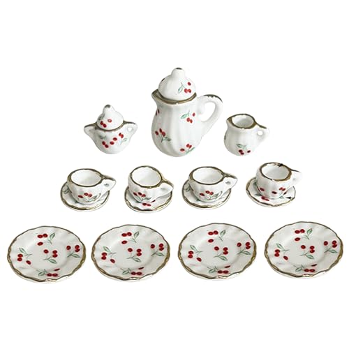 15pcs Miniaturpuppenhauszubehör, Mini -Tee -Set 1/12, ein MINI -Kirschen -Muster von Keramik -Teekannen Tasse mit goldenem Trimm -Esszimmer Dollhouse Kitchen -Zubehör, Miniaturpuppenhauszubehör Acces 15pcs Miniaturpuppenhauszubehör, Mini -Tee -Set 1/12, ein MINI -Kirschen -Muster von Keramik -Teekannen Tasse mit goldenem Trimm -Esszimmer Dollhouse Kitchen -Zubehör, Miniaturpuppenhauszubehör Acces von NIDONE