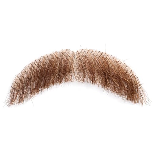 Fake Schnurrbart, gefälschter Bart 4x1 '' Leichtes menschliches Haar mit unsichtbarem Maschen, realistischer Schnurrbart-Lenker dicke männliche hautfreundliche für Mann Frauen Halloween Cosplay Kostü von NIDONE