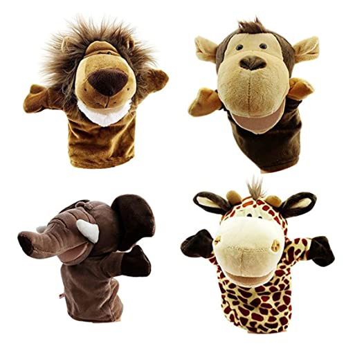 Fingerpuppen, Handpuppen Set Plush Elephant Giraffe Lion Affen Finger Puppen Puppenspielzeug für Kinder 4pcs von NIDONE