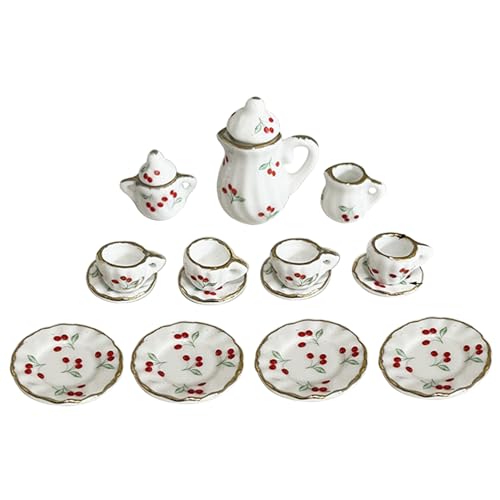 NIDONE 15pcs Miniaturpuppenhauszubehör, Mini -Tee -Set 1/12 Skala, Keramik -Teekannen -Tasse Mini -Kirschenmuster mit goldenem Trimm -Esszimmer Dollhouse Küchenzubehör, Miniature NIDONE 15pcs Miniaturpuppenhauszubehör, Mini -Tee -Set 1/12 Skala, Keramik -Teekannen -Tasse Mini -Kirschenmuster mit goldenem Trimm -Esszimmer Dollhouse Küchenzubehör, Miniature von NIDONE