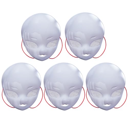 NIDONE Katzenmaske weiße Maske, 5pcs Vollgesichts -Fursuit -Maske mit Mesh Big Eye, DIY, um leere Maske zu malen, Plastik -Therian -Maske mit rotem Seil für Maskerade, Halloween -Party, Tanzpartys NIDONE Katzenmaske weiße Maske, 5pcs Vollgesichts -Fursuit -Maske mit Mesh Big Eye, DIY, um leere Maske zu malen, Plastik -Therian -Maske mit rotem Seil für Maskerade, Halloween -Party, Tanzpartys von NIDONE