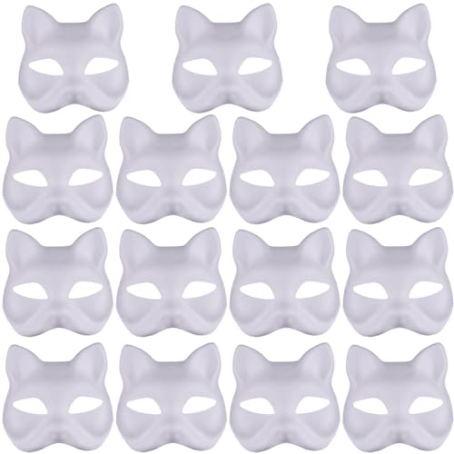 NIDONE Katzenmasken DIY Weiße Papiermasken 15 PCS von NIDONE