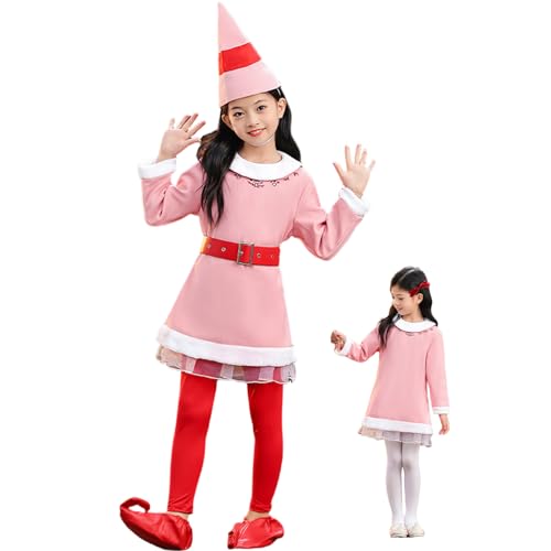 NIDONE Kinder Elf Kostüm Soft Elf Kostüm Kinder mit Hutgürtelhosen für Mädchen Weihnacht Cosplay Party (M) Geeignet für mit einer Höhe von 47, 2 Zoll von NIDONE