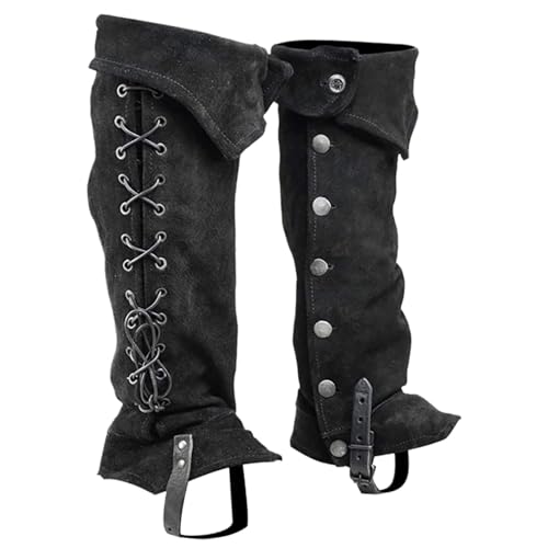NIDONE Kofferraumabdeckungen Renaissance Pirate Boot Cover 1 Paar Viking mittelalterlicher Boot Covers mit Knopfverschluss Polyester Renaissance Kostüm für Cosplay Halloween, Black NIDONE Kofferraumabdeckungen Renaissance Pirate Boot Cover 1 Paar Viking mittelalterlicher Boot Covers mit Knopfverschluss Polyester Renaissance Kostüm für Cosplay Halloween, Black von NIDONE