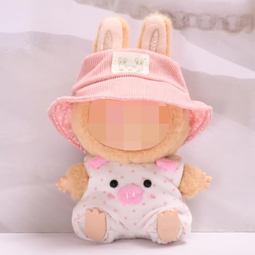 17 cm Kleidungsset (ohne Puppe), Hut und niedlicher Schweinchen-Overall-Set, Zubehör für Puppe, hochwertiges modisches 17 cm Outfit (rosa Schwein) von NIEBYI