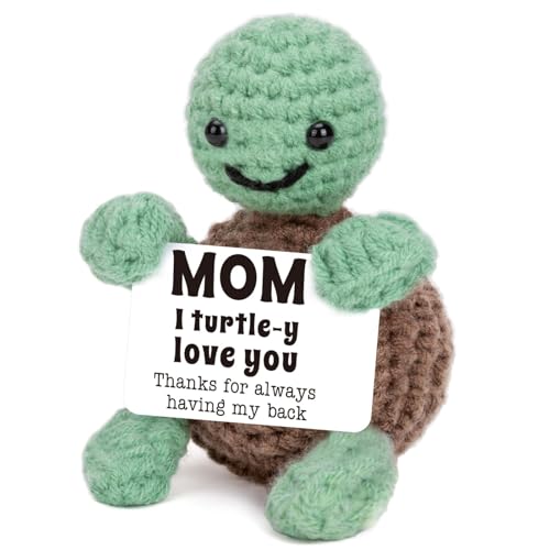 Mini Funny Turtle Mom Birthday Gifts from Daughter Son, New Bonus Step Mom Mama Mother in Law Gifts Ideas, I Love You Small Cute Stuff Things, Handmade Emotional Positive Crochet Turtle von NIEBYI