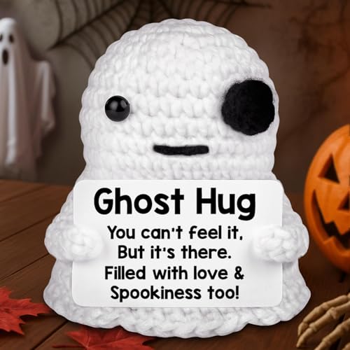 NIEBYI Emotional Crochet Ghost Hug, Ermutigungsgeschenk gefüllt mit Liebe & Gruseligkeit, positive Unterstützung Geschenk für Freunde, Ehemann, Ehefrau - Niedliches Halloween-Geburtstags- oder von NIEBYI
