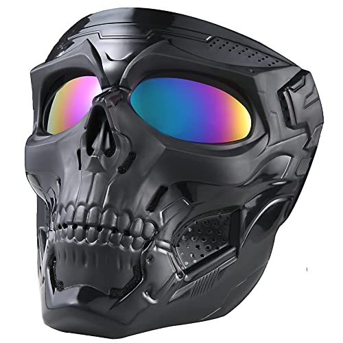 NIEBYI Totenkopfmaske, taktische Vollgesichtsmasken für CS Survival-Spiele, Schießen, Cosplay, Film, Paintball, Halloween, gruselige Masken von NIEBYI