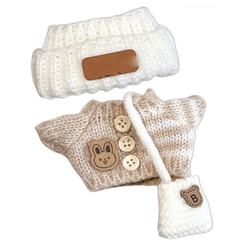 Puppenkleidung für 17 cm große Puppen, handgefertigt, gehäkelt, 3-teiliges Kleidungsset, hochwertiges modisches süßes Outfit für Puppenzubehör von NIEBYI