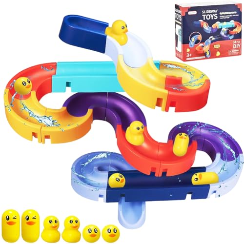 34 Stück Badewannenspielzeug, Badespielzeug für Kinder ab 3-6 Jahre, DIY Kugelbahn Badewannen Spielzeug Wasserspielzeug Kinder Badespielzeug mit Saugnäpfe, Badespaß Geschenk Mädchen Junge ab 3 von NIEEKRUN