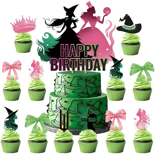 Grüne und rosa Kuchendekoration, 25 Stück, magische Geburtstagstortendekoration, Cartoon-Party-Dekoration, Cupcake-Topper für Geburtstagsdekorationen, Partyzubehör Grüne und rosa Kuchendekoration, 25 Stück, magische Geburtstagstortendekoration, Cartoon-Party-Dekoration, Cupcake-Topper für Geburtstagsdekorationen, Partyzubehör von NIEEKRUN