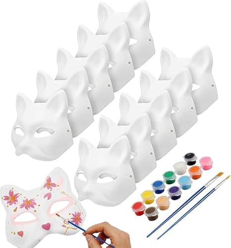 NIEEKRUN 5 Stücke Katzenmaske und 5 Stücke Fuchs Maske - Kinder Bemalen Maske, Personalisierte Zellstoff Handbemalte Maske, DIY Kreatives Tiermasken Set für Rollenspiele, Kostümpartys, Karneval NIEEKRUN 5 Stücke Katzenmaske und 5 Stücke Fuchs Maske - Kinder Bemalen Maske, Personalisierte Zellstoff Handbemalte Maske, DIY Kreatives Tiermasken Set für Rollenspiele, Kostümpartys, Karneval von NIEEKRUN
