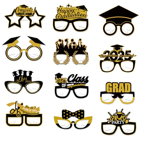 NIEEKRUN 12 Stück Abschluss Brillen, Graduation Brillen Papier 2025 Graduation Deko Fotobox Accessoires, Abschlussfeiern Photo Booth Props Abschlussfeier Brille für Graduation Fotorequisiten NIEEKRUN 12 Stück Abschluss Brillen, Graduation Brillen Papier 2025 Graduation Deko Fotobox Accessoires, Abschlussfeiern Photo Booth Props Abschlussfeier Brille für Graduation Fotorequisiten von NIEEKRUN