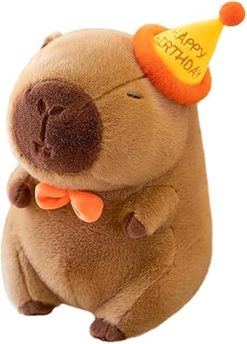 NIEEKRUN Capybara Plüschtier, 25 cm Capybara Kuscheltier Wasserschwein Kuscheltier Capybara Plush Puppen mit Hut, Nacktmull Kuscheltier Stofftier Plüschtier für Kindergeschenke von NIEEKRUN