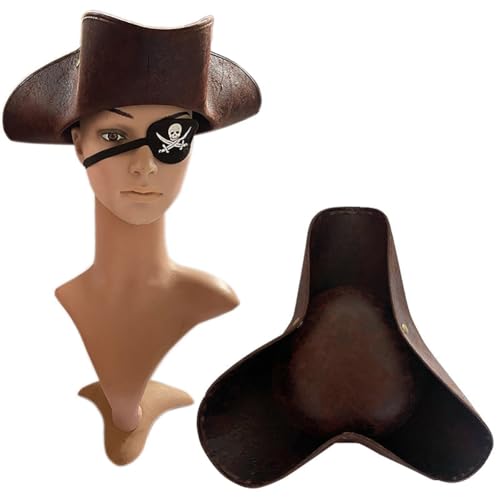 NIEEKRUN Pirate Hat Tricorn Hut Steampunk Pirate Hut Piraten Kostüm Zubehör Karneval Fasching Kostüm Motto Jack Sparrow Fluch der Karibik Halloween Cosplay Masquerade Hut NIEEKRUN Pirate Hat Tricorn Hut Steampunk Pirate Hut Piraten Kostüm Zubehör Karneval Fasching Kostüm Motto Jack Sparrow Fluch der Karibik Halloween Cosplay Masquerade Hut von NIEEKRUN