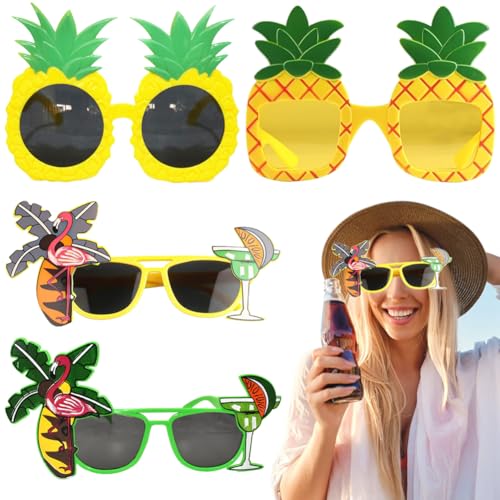 Lustige Party Brillen, 4 Paar Lustige Hawaiianische Brillen, Hawaii Neuheit Party Sonnenbrille, Ananas Flamingo Neuheit Tropical Sonnenbrillen für Sommerparty Party Foto Requisiten Partyzubehör Lustige Party Brillen, 4 Paar Lustige Hawaiianische Brillen, Hawaii Neuheit Party Sonnenbrille, Ananas Flamingo Neuheit Tropical Sonnenbrillen für Sommerparty Party Foto Requisiten Partyzubehör von NIEEKRUN