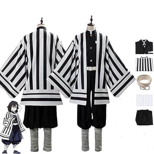 NIKKHO Dämonenjäger Cosplay Kostüm, Anime Charakter Iguro Obanai Cosplay Kimono Set, Halloween Party Uniform Set,Schwarz,XL von NIKKHO