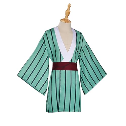 NIKKHO Demon-Slayer Anime Cosplay Gyuutarou Kostüm Anzug Robe Kleid Anime Thematisch Halloween Komplett Set Kleid Kimono Mantel mit Zubehör,Grün,3XL von NIKKHO