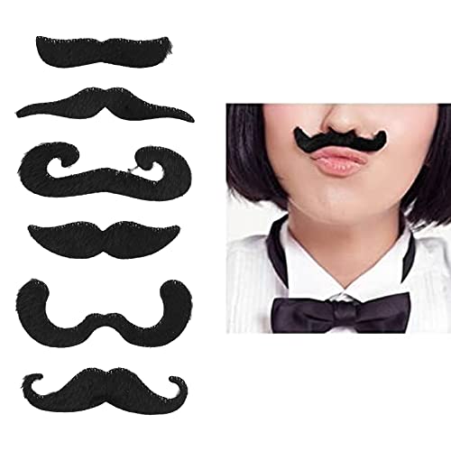 6PCS gefälschter schwarzer Schnurrbart für Erwachsene und Kinder, Cosplay künstlicher Bart für Halloween -Party, Spiele, Kostüme und Urlaubsdekorationen von NINESHE