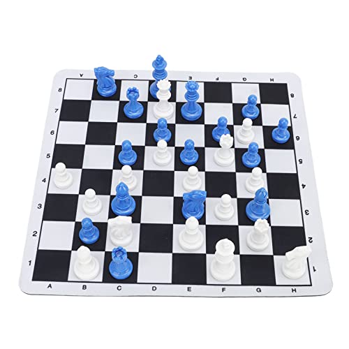 Tragbares Schach -Set für Erwachsene Kinder, 9.45x9.45in Schachbrett PS -Schachschach, Reiseschachspiel für Party, Reisen, Camping, Freizeit und Unterhaltung (Blau weiß) von NINESHE