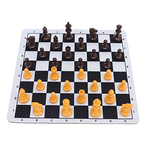 Tragbares Schach -Set für Erwachsene Kinder, 9.45x9.45in Schachbrett PS -Schachschach, Reiseschachspiel für Party, Reisen, Camping, Freizeit und Unterhaltung (Braun gelb) von NINESHE