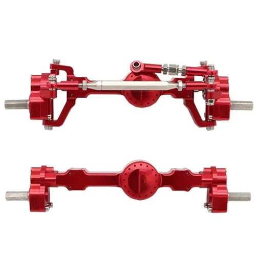 NINFE Teile aufrüsten Kompatibel Mit MN99S Für MN D90 D91 D96 Für MN98 Für MN45 CNC-Metall-Vorder- Und Hinterportalachsensatz 1/12 RC-Car-Upgrade-Teile (Color : Red, Size : Front and Rear) von NINFE