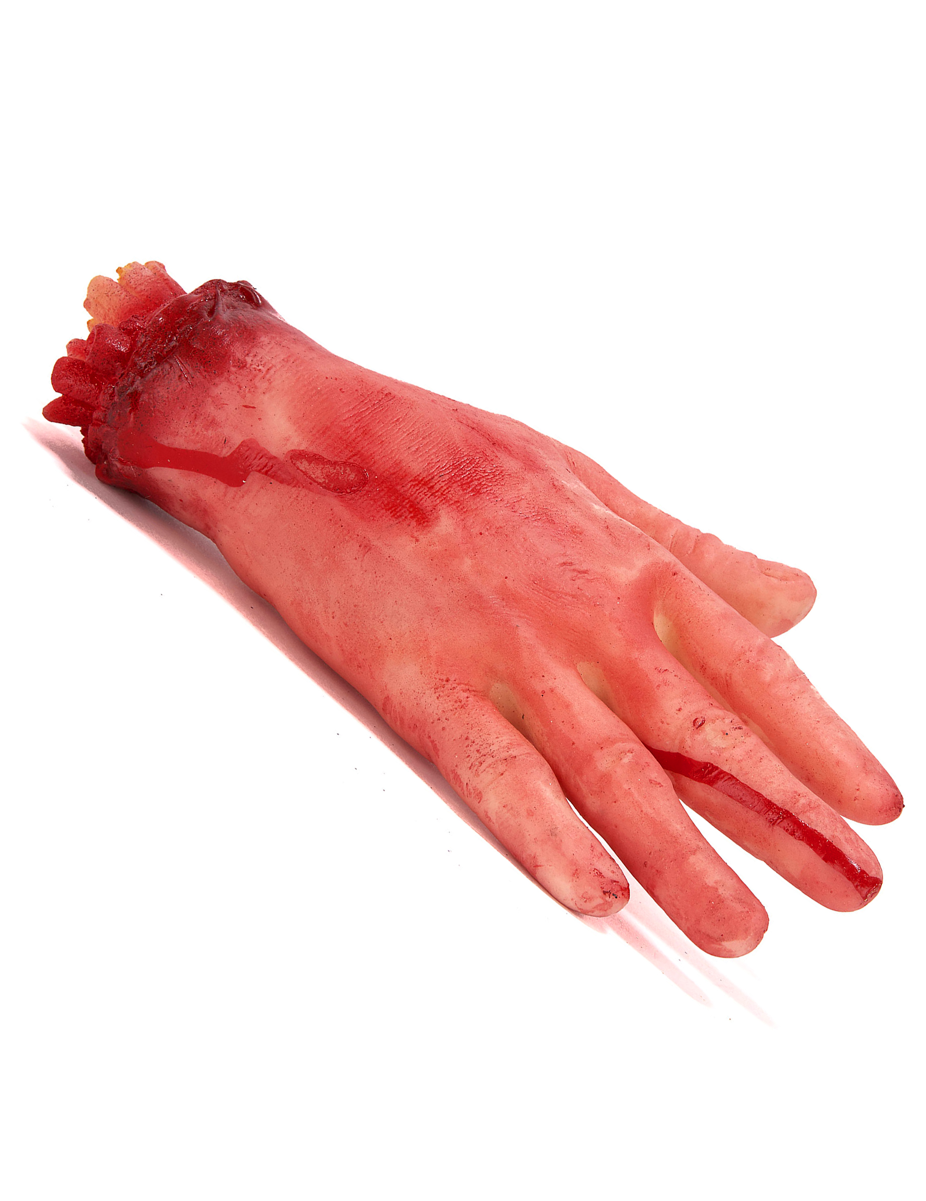 Abgehackte Hand Halloween Deko lebensgross haut-rot 31cm von KARNEVAL-MEGASTORE