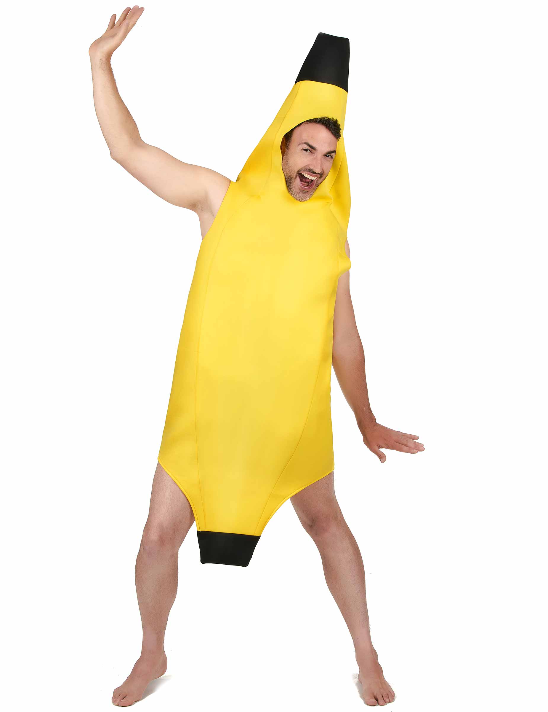 Banane Karneval-Kostüm für Erwachsene gelb-schwarz von KARNEVAL-MEGASTORE