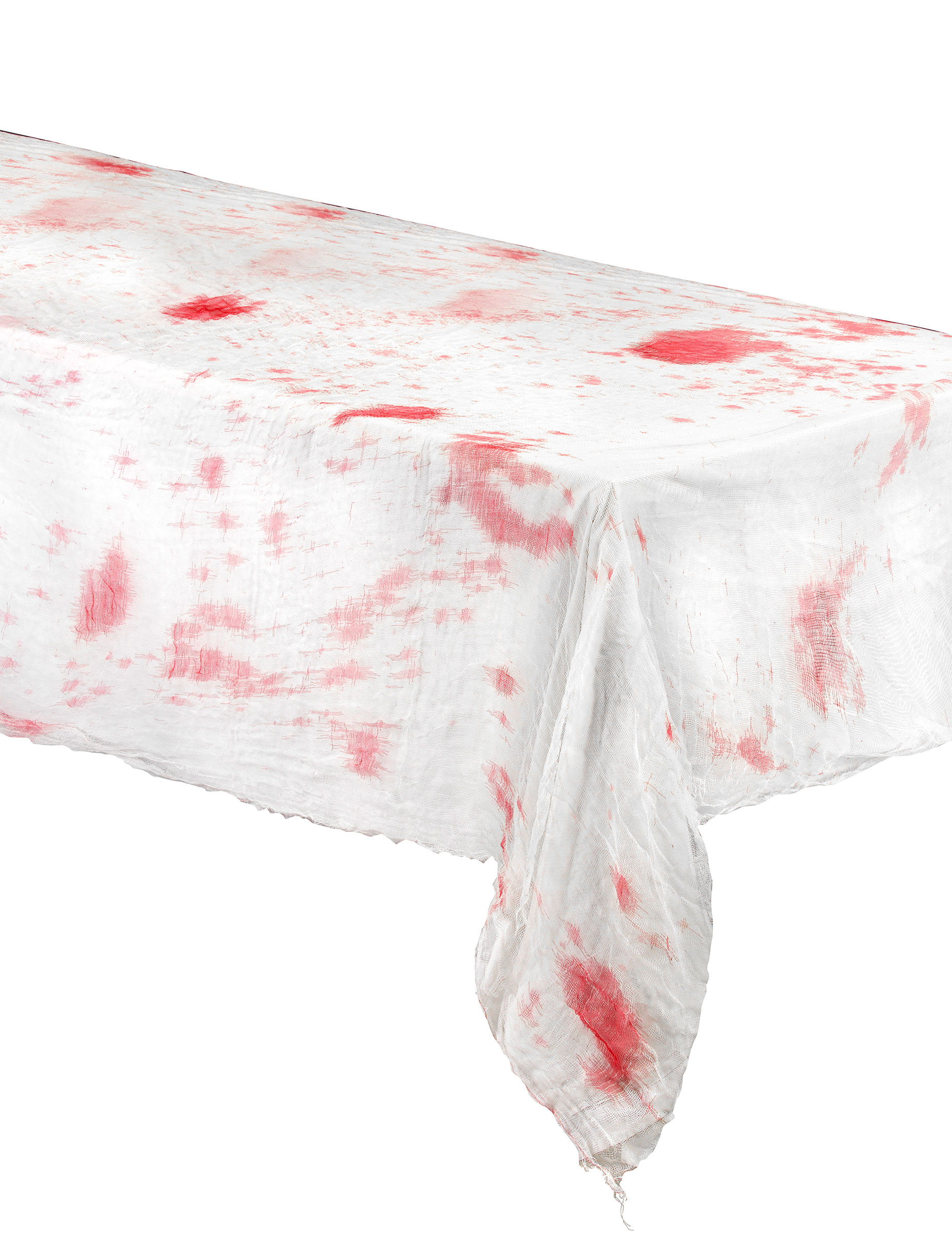 Blutige Tischdecke Halloween-Deko weiss-rot 185x140 cm von KARNEVAL-MEGASTORE