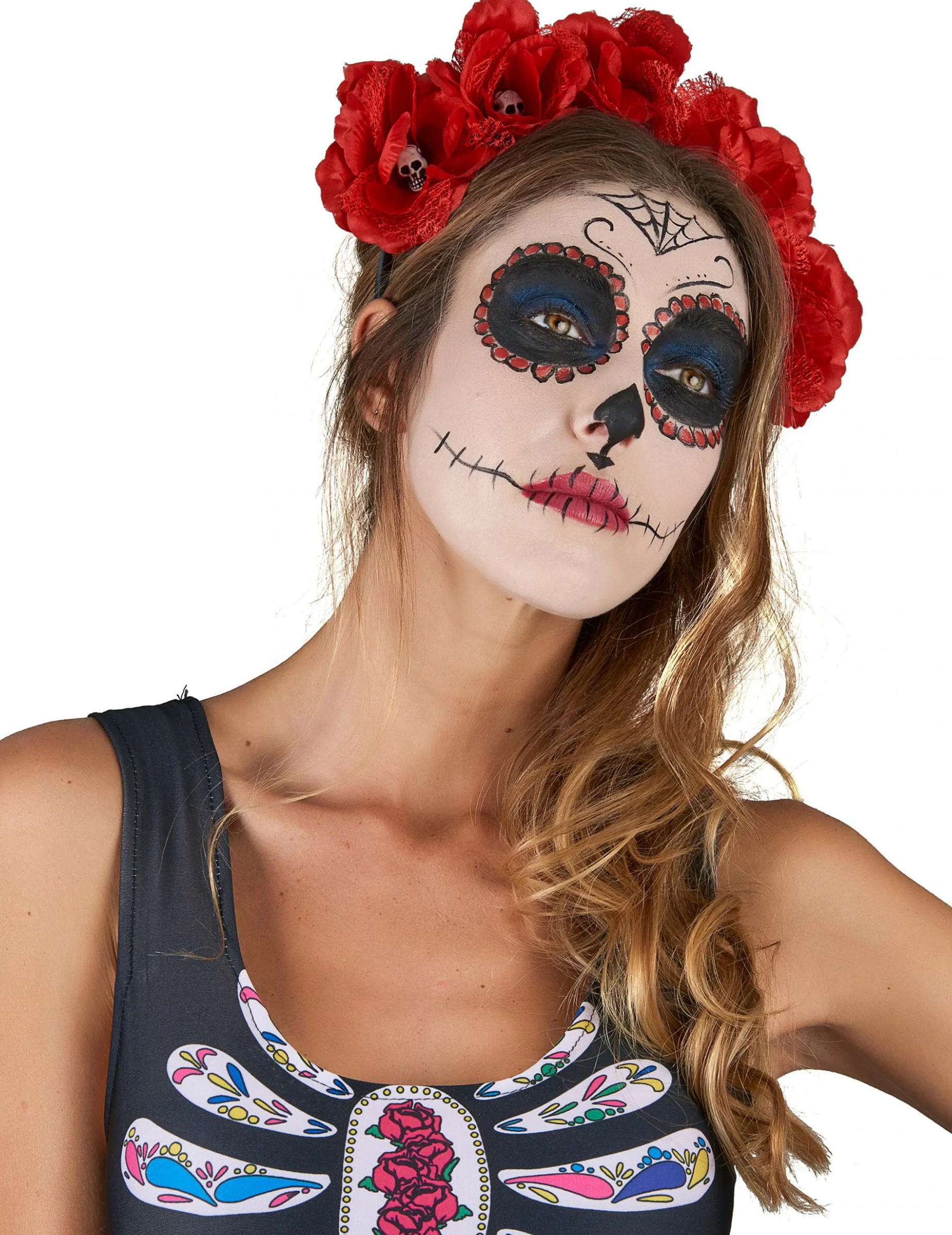Dia de los Muertos Haarreif mit Rosenblüten Halloween-Accessoire rot Dia de los Muertos Haarreif mit Rosenblüten Halloween-Accessoire rot von KARNEVAL-MEGASTORE