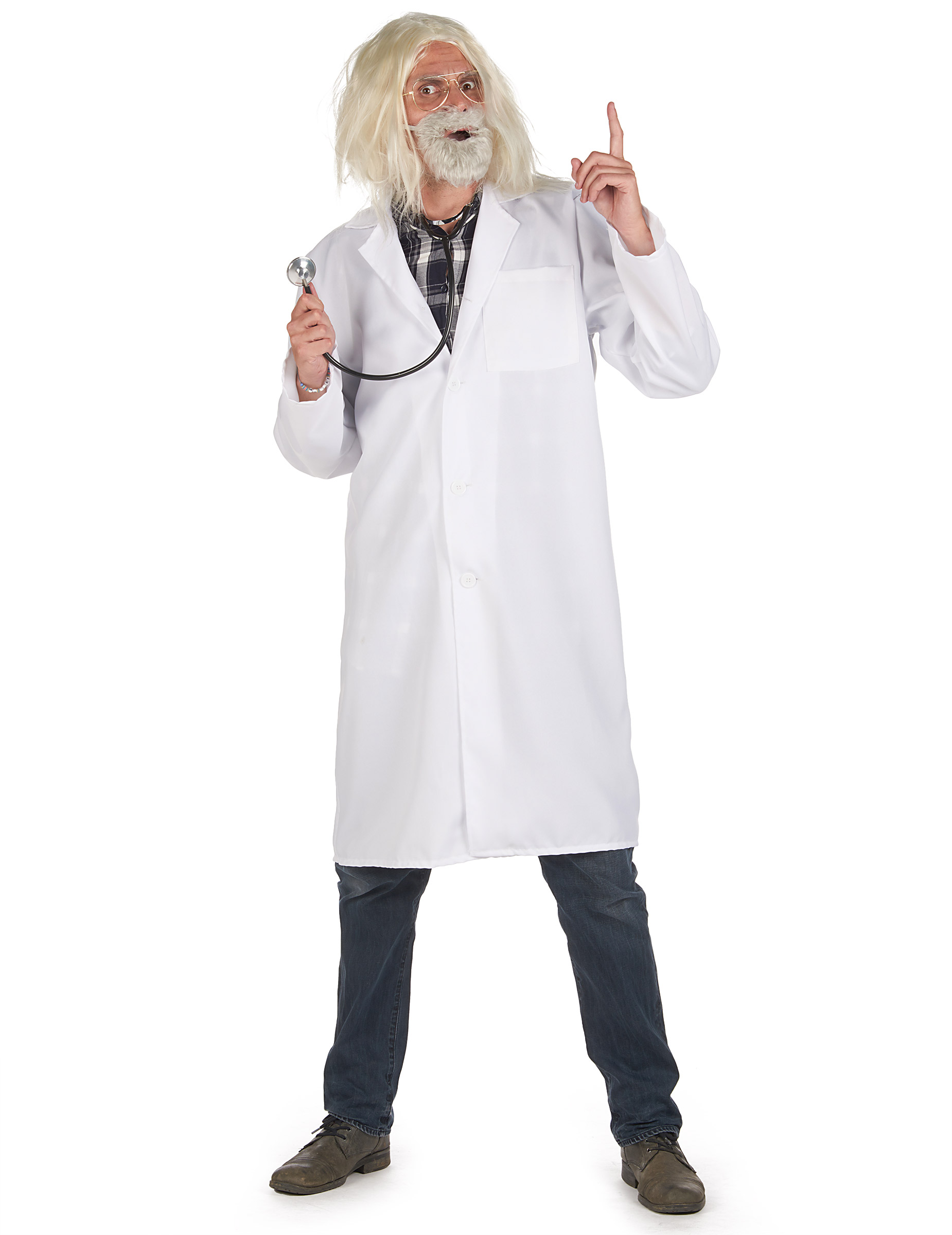 Doktor-Kittel für Herren Faschingskostüm weiss von KARNEVAL-MEGASTORE