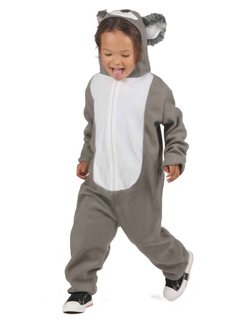 Flauschiges Koala-Kinderkostüm grau-weiß von KARNEVAL-MEGASTORE
