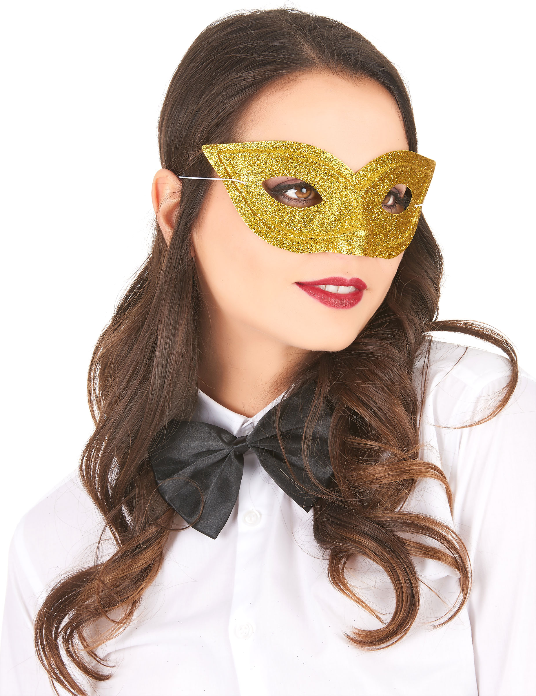 Glitzer-Damenmaske Augenmaske gold Glitzer-Damenmaske Augenmaske gold von KARNEVAL-MEGASTORE