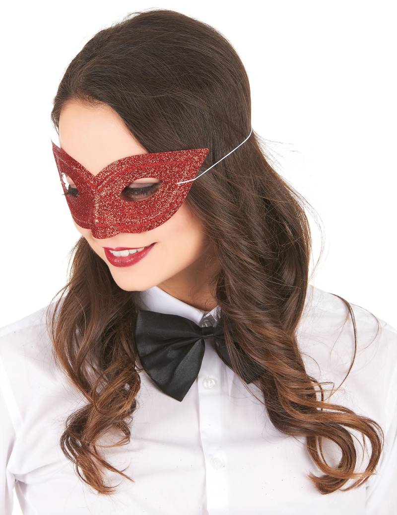 Glitzer-Damenmaske Augenmaske rot von KULTFAKTOR GmbH