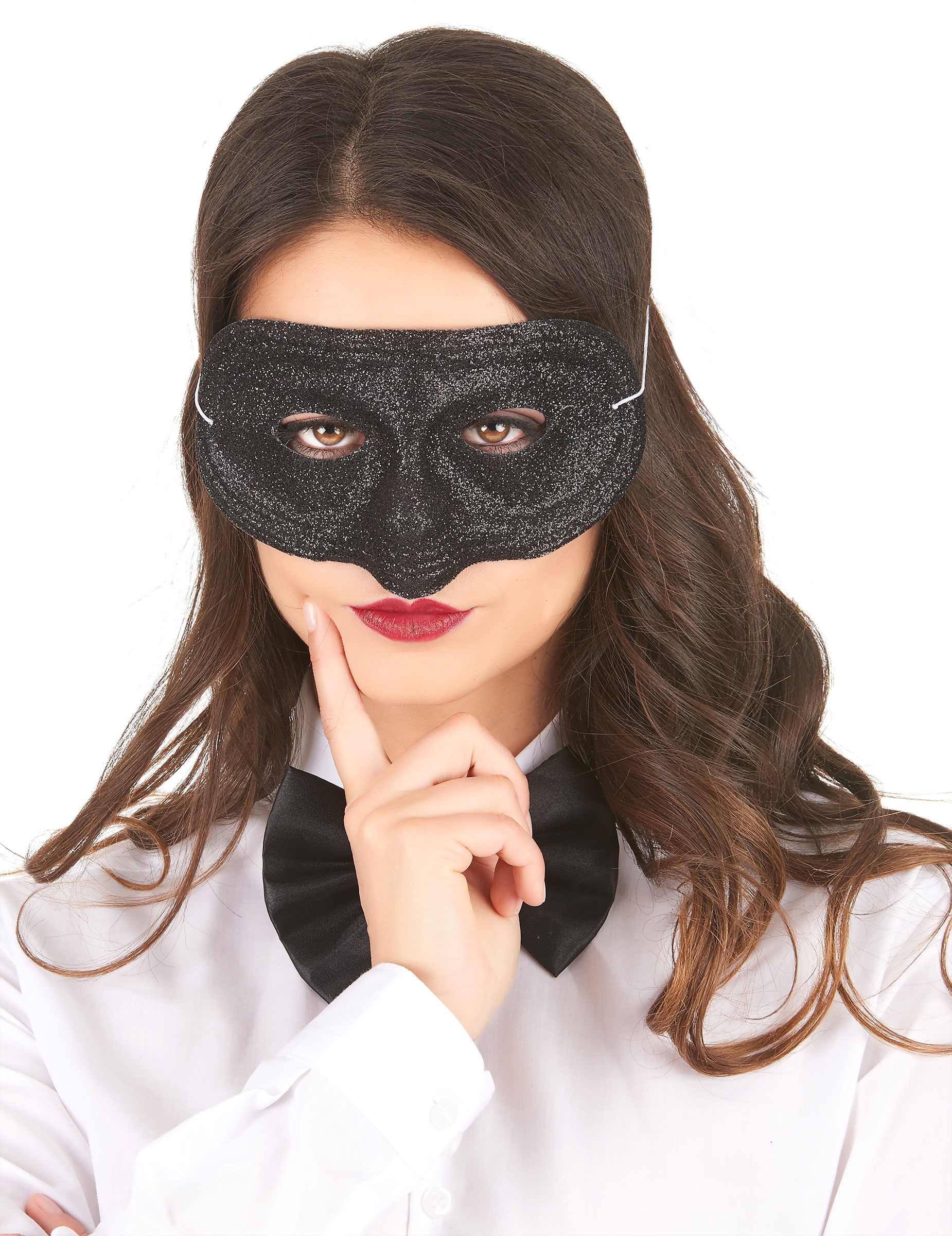 Glitzer-Damenmaske Augenmaske schwarz Glitzer-Damenmaske Augenmaske schwarz von KARNEVAL-MEGASTORE