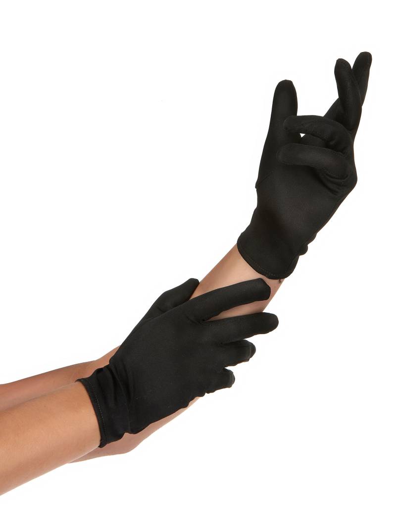Handschuhe Clown Pantomime kurz schwarz von KARNEVAL-MEGASTORE