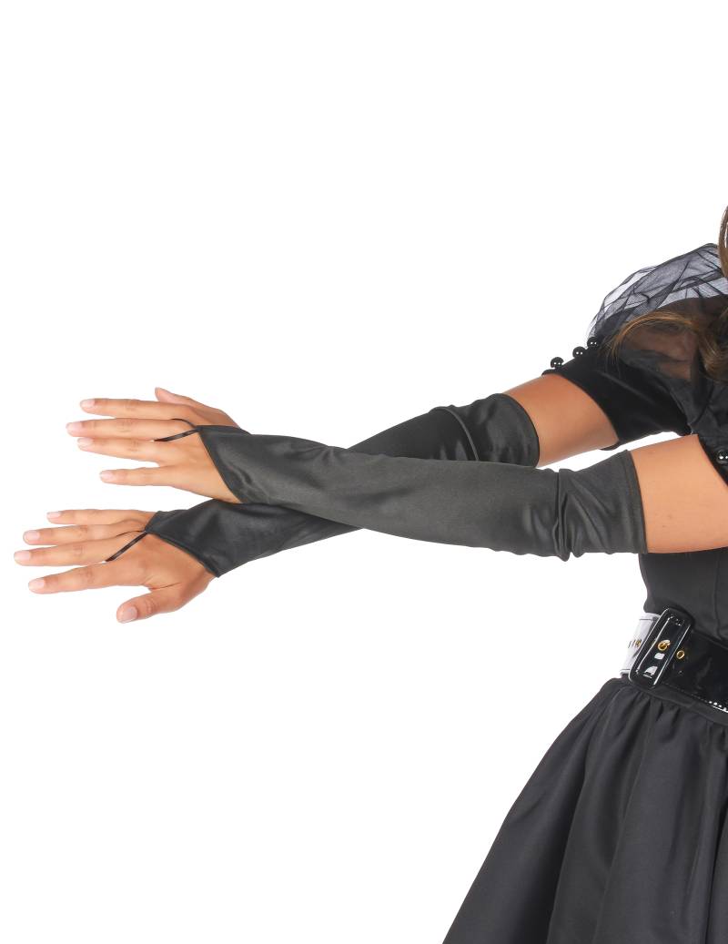 Handschuhe lang fingerlos schwarz von KARNEVAL-MEGASTORE
