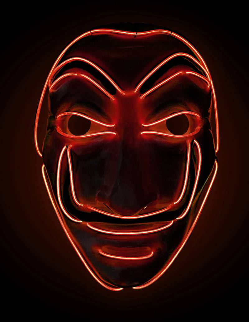 LED-Diebesmaske TV-Serie Halloween-Maske für Erwachsene rot von KARNEVAL-MEGASTORE