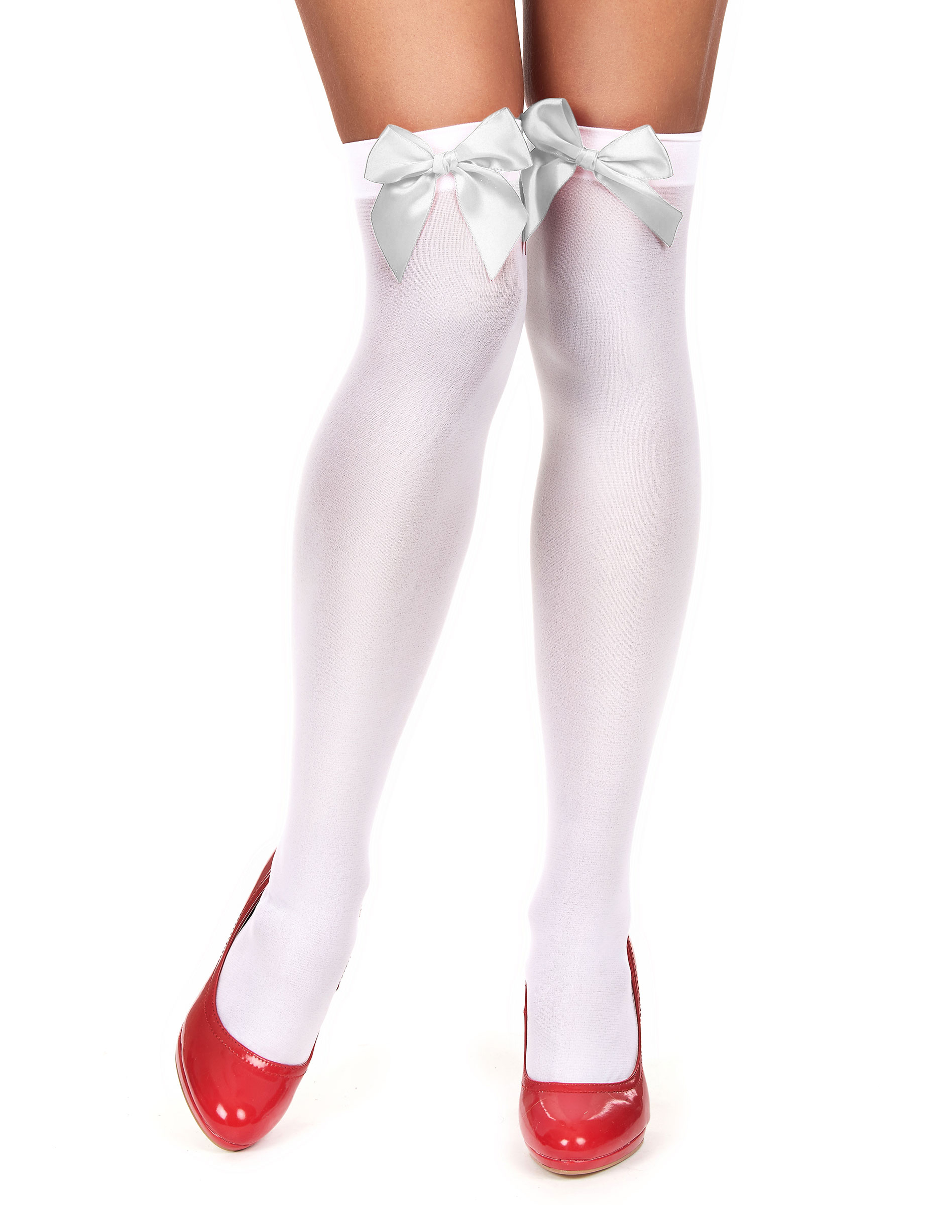 Overknees mit Schleife weiss Overknees mit Schleife weiss von KARNEVAL-MEGASTORE