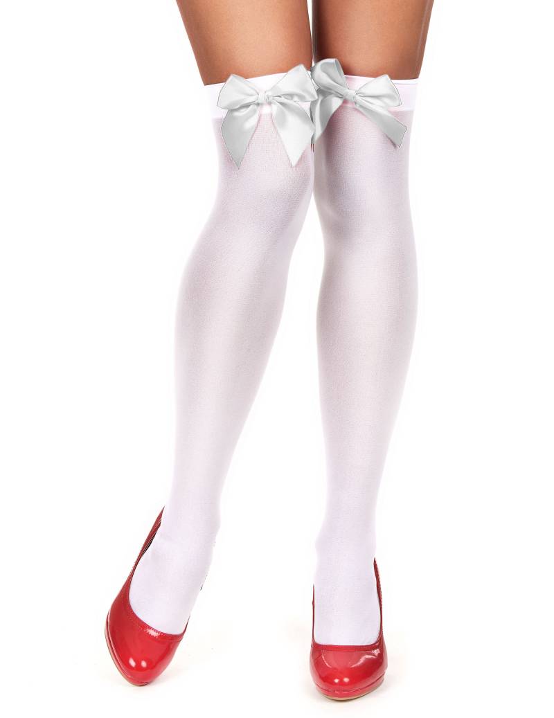 Overknees mit Schleife weiss von KARNEVAL-MEGASTORE