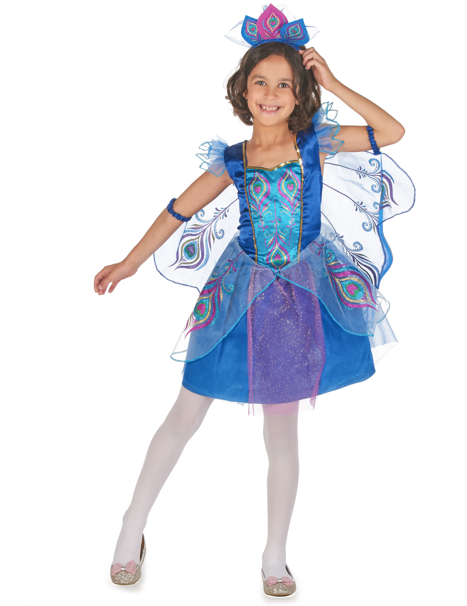 Pfau Kostüm für Mädchen blau-lila Pfau Kostüm für Mädchen blau-lila von KARNEVAL-MEGASTORE